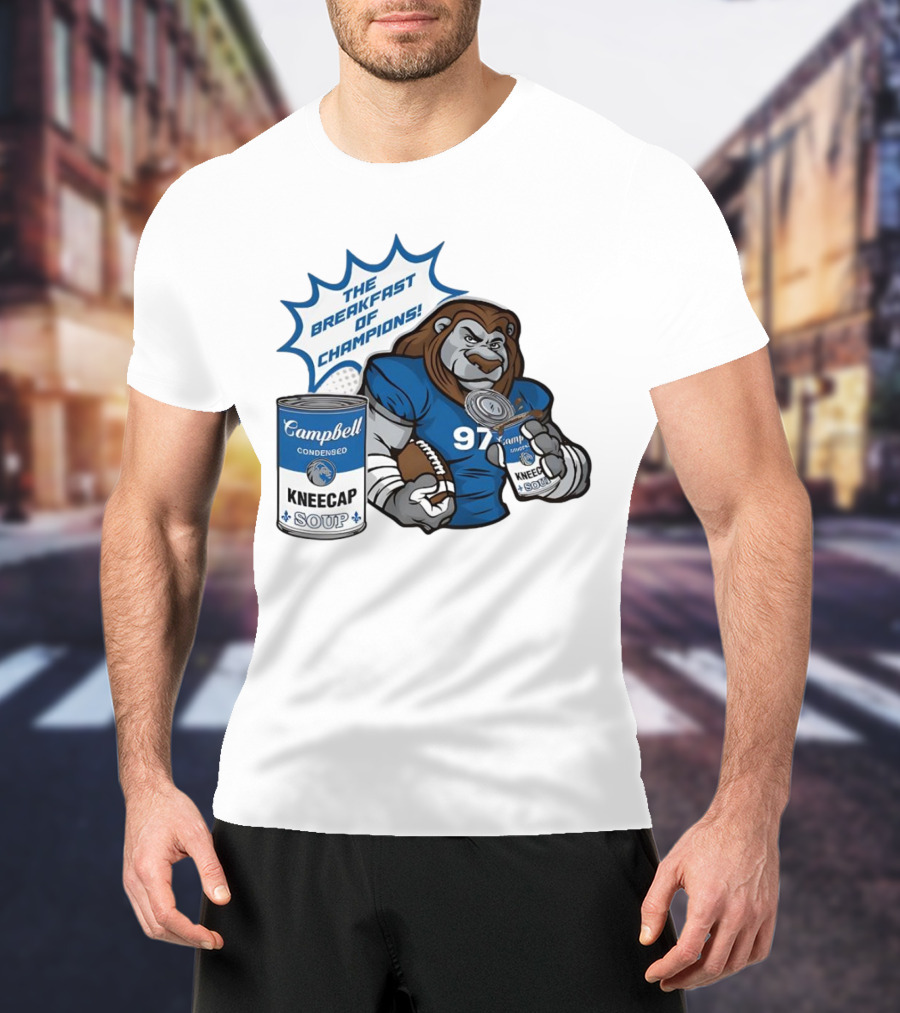 Campbell Soup Kneecap Breakfast Of Champions Detroit Lions T-Shirt
