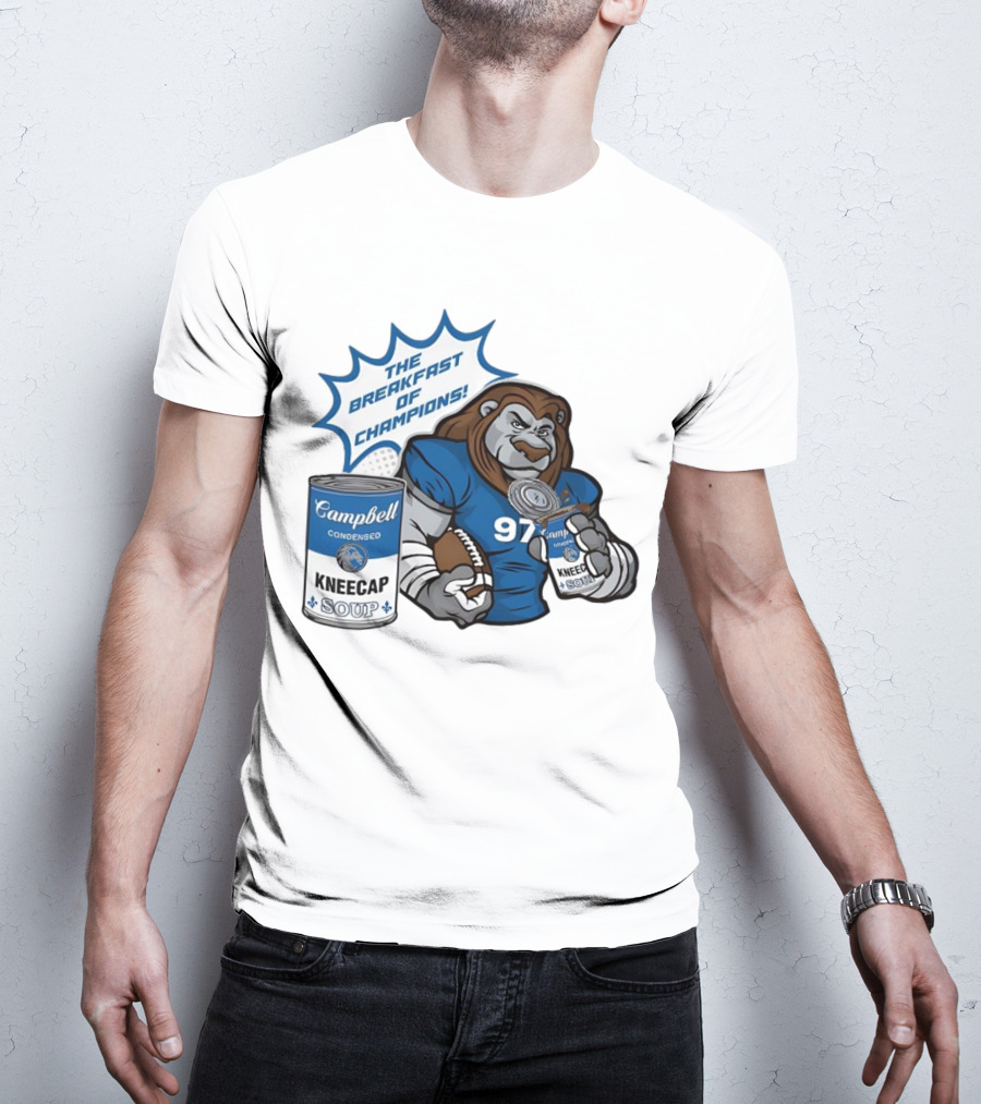Campbell Soup Kneecap Breakfast Of Champions Detroit Lions T-Shirt