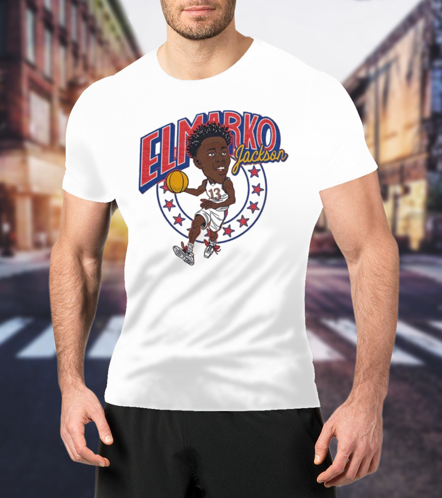 Elmarko Jackson Kansas Jayhawks Basketball Vintage Stars T-Shirt