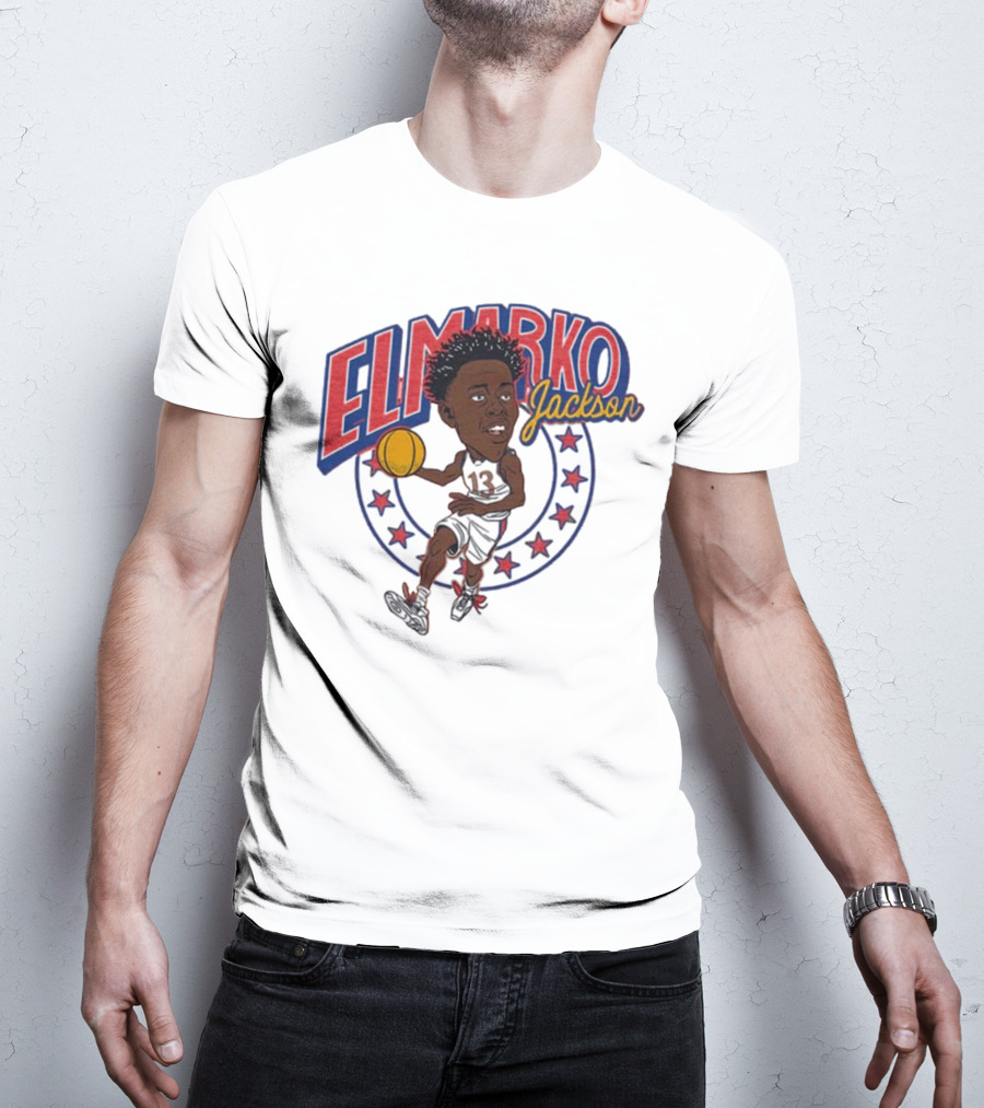 Elmarko Jackson Kansas Jayhawks Basketball Vintage Stars T-Shirt