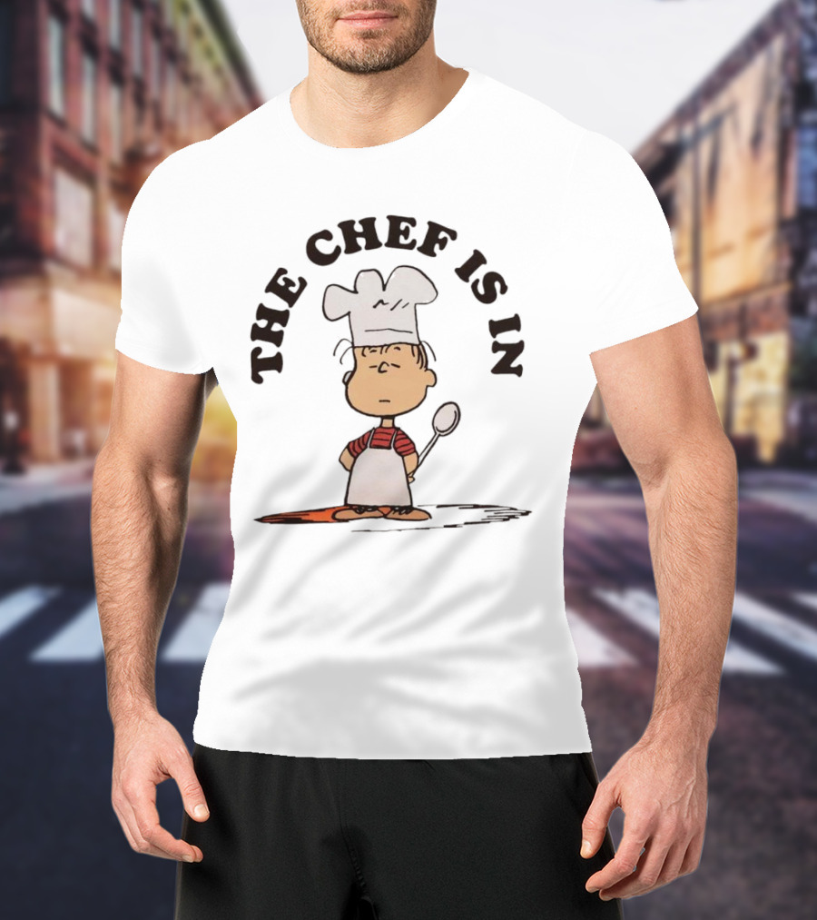 Linus Peanuts The Chef Is In Cooking Spoon Comic Character T-Shirt