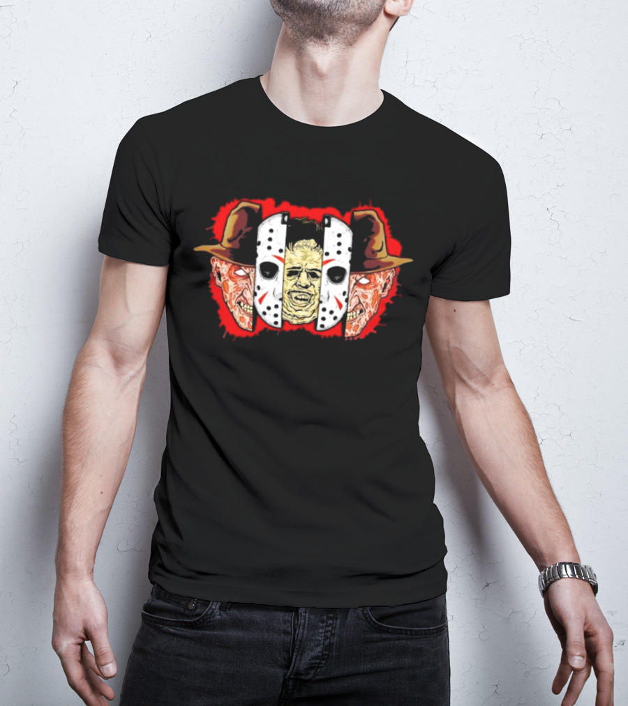 Michael Myers Jason Voorhees Freddy Krueger Slasher Trio Mask Horror Icons T-Shirt