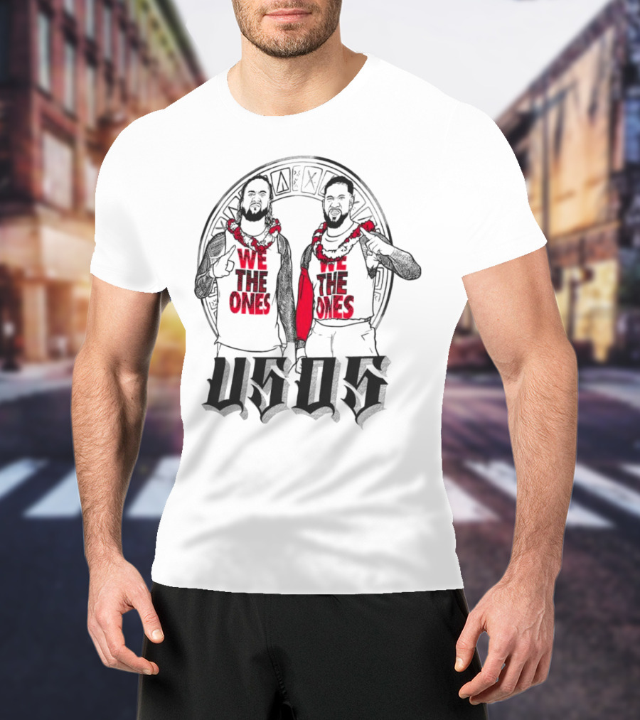 Ripple Junction Gray The Usos We The Ones Red Text And Figures T-Shirt