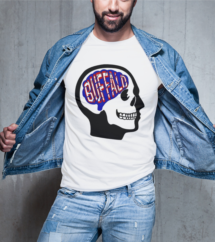 Buffalo Brain Outline In Skull T-Shirt