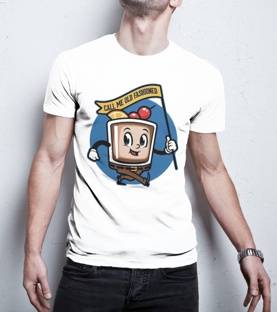 Call Me Old Fashioned Whiskey Animated Cocktail Character With Cherry And Orange T-Shirt