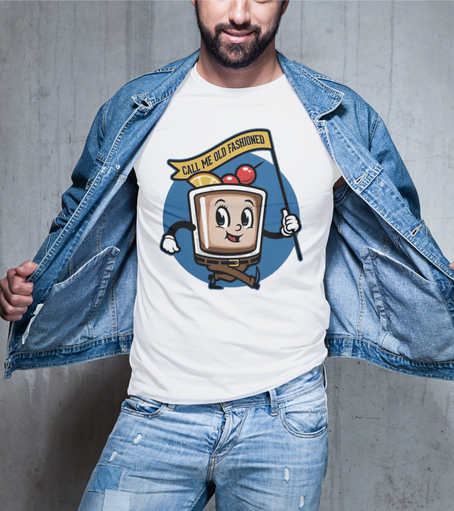 Call Me Old Fashioned Whiskey Animated Cocktail Character With Cherry And Orange T-Shirt