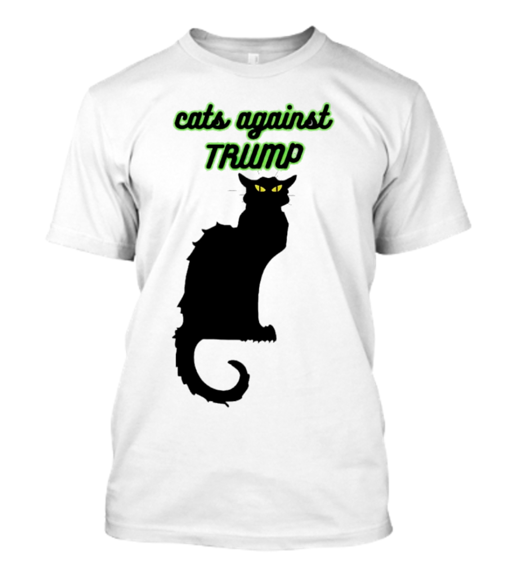 Cats Against Trump Black Cat Silhouette With Glowing Yellow Eyes T-Shirt