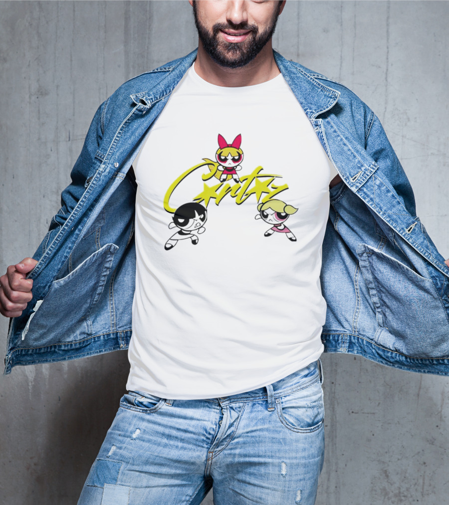 The Powerpuff Girls Corteiz Logo With Characters Buttercup Blossom Bubbles T-Shirt