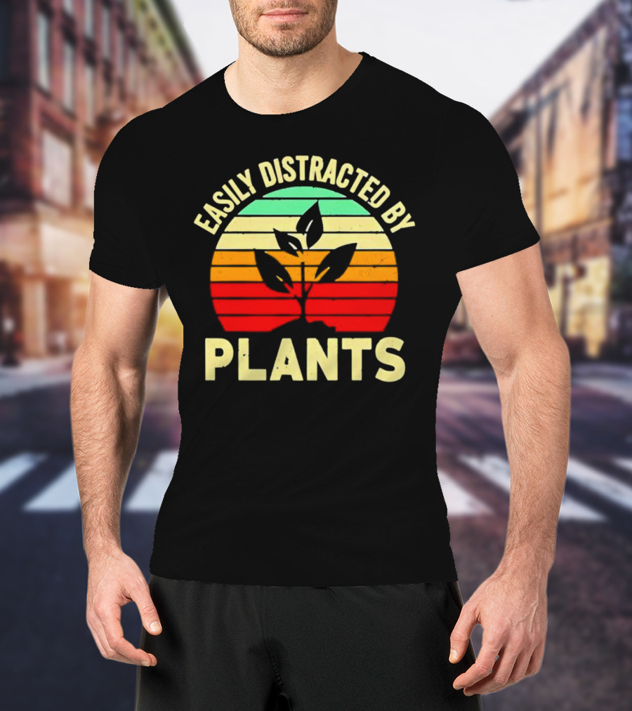 Easily Distracted By Plants Vintage Sunset T-Shirt