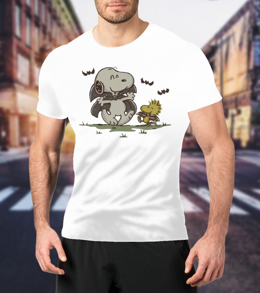 Snoopy And Woodstock Peanuts Spooky Halloween Fun T-Shirt