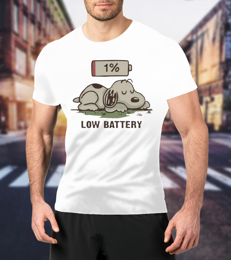 Snoopy Peanuts Low Battery 1% Nap T-Shirt