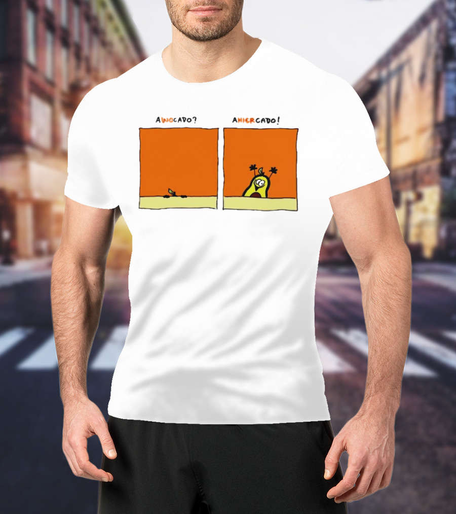Awocado Ahiercado Funny Avocado Comic Two Panel Joke T-Shirt