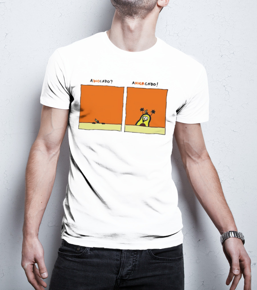 Awocado Ahiercado Funny Avocado Comic Two Panel Joke T-Shirt