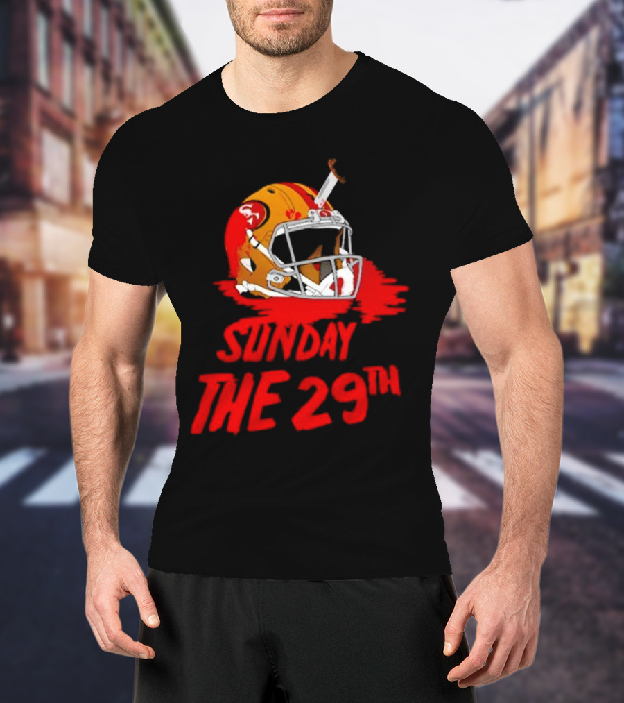 Sunday The 29th Football Helmet Horror Crossover T-Shirt