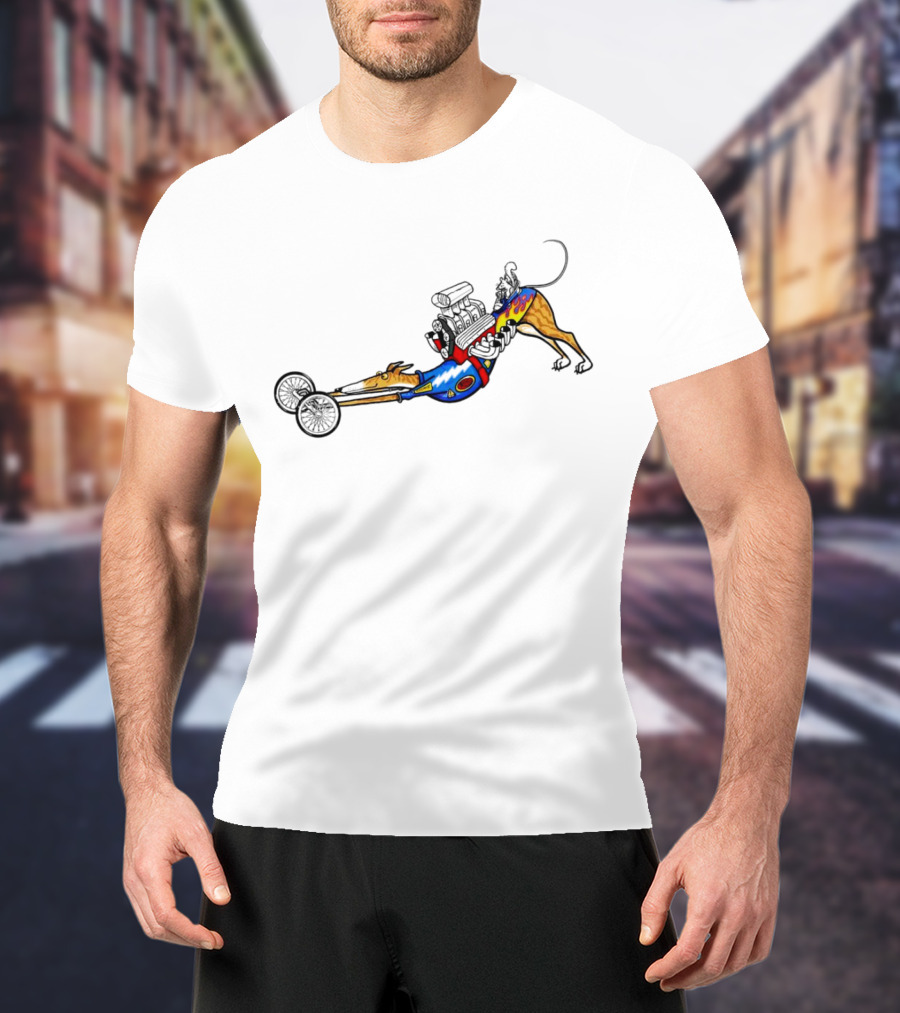 The Indianapolis One Cartoon Dog Dragster Engine Racing T-Shirt