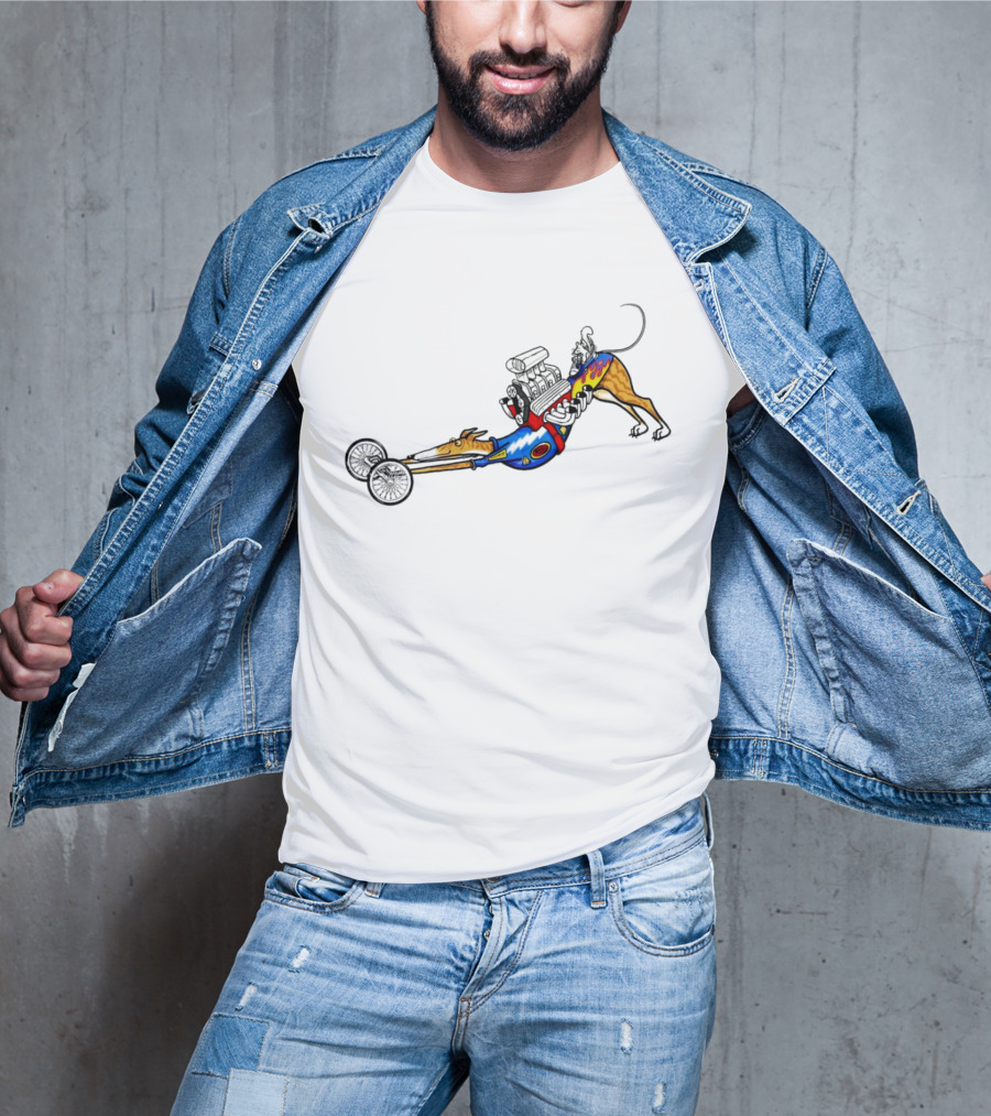 The Indianapolis One Cartoon Dog Dragster Engine Racing T-Shirt