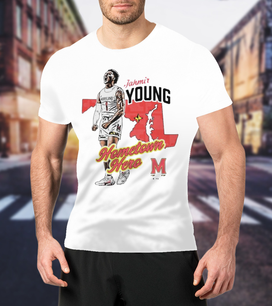 Jahmir Young Hometown Hero Maryland Map Red Star M T-Shirt