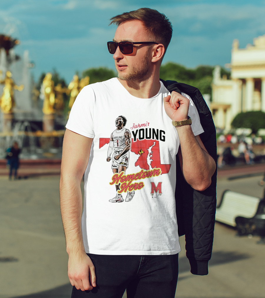 Jahmir Young Hometown Hero Maryland Map Red Star M T-Shirt