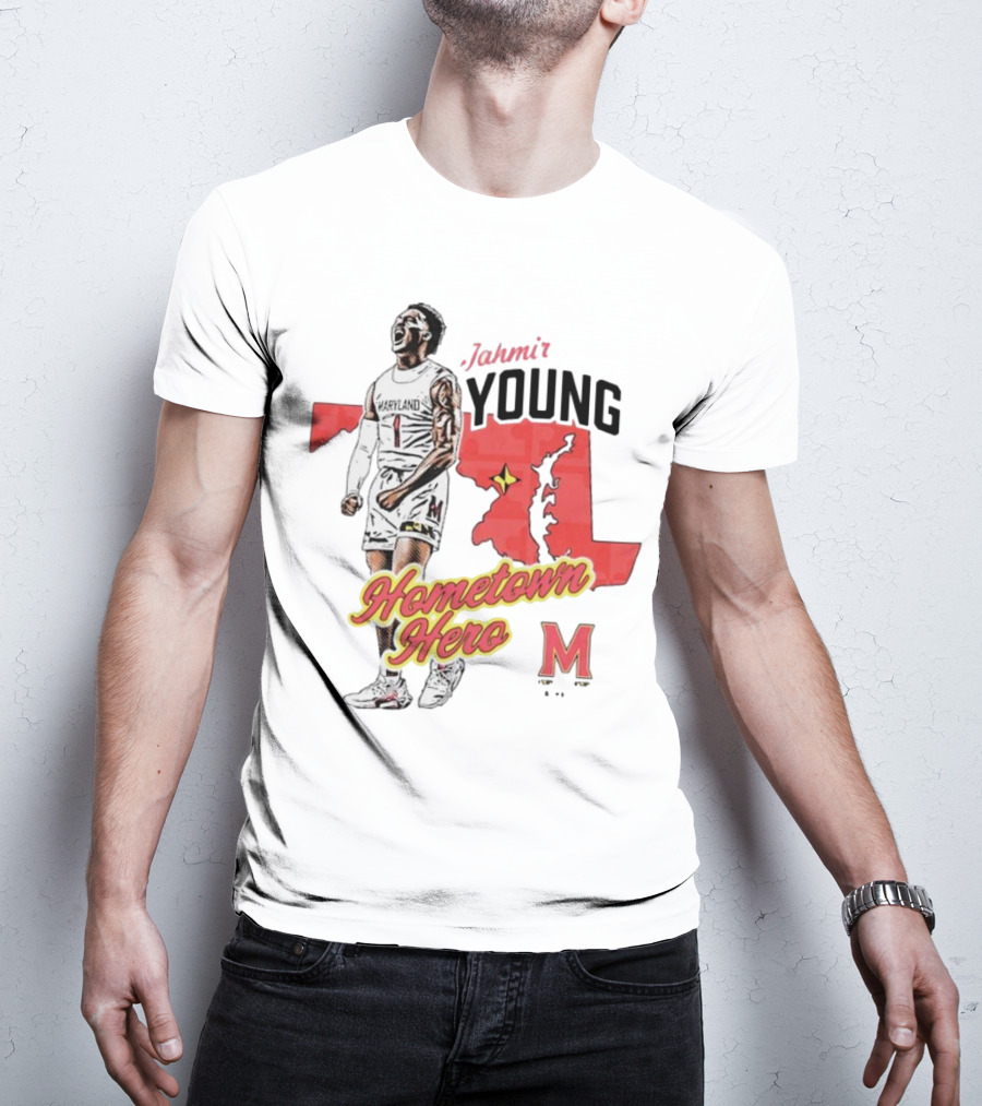 Jahmir Young Hometown Hero Maryland Map Red Star M T-Shirt