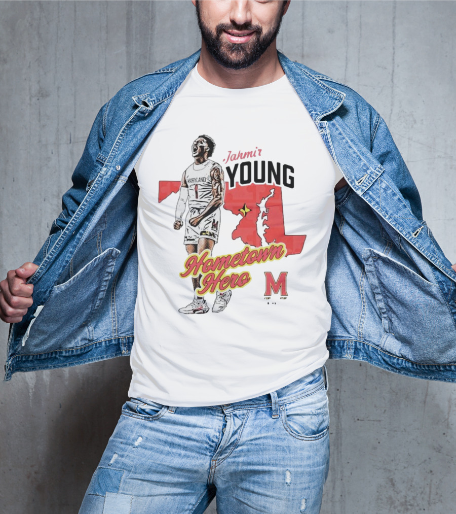 Jahmir Young Hometown Hero Maryland Map Red Star M T-Shirt