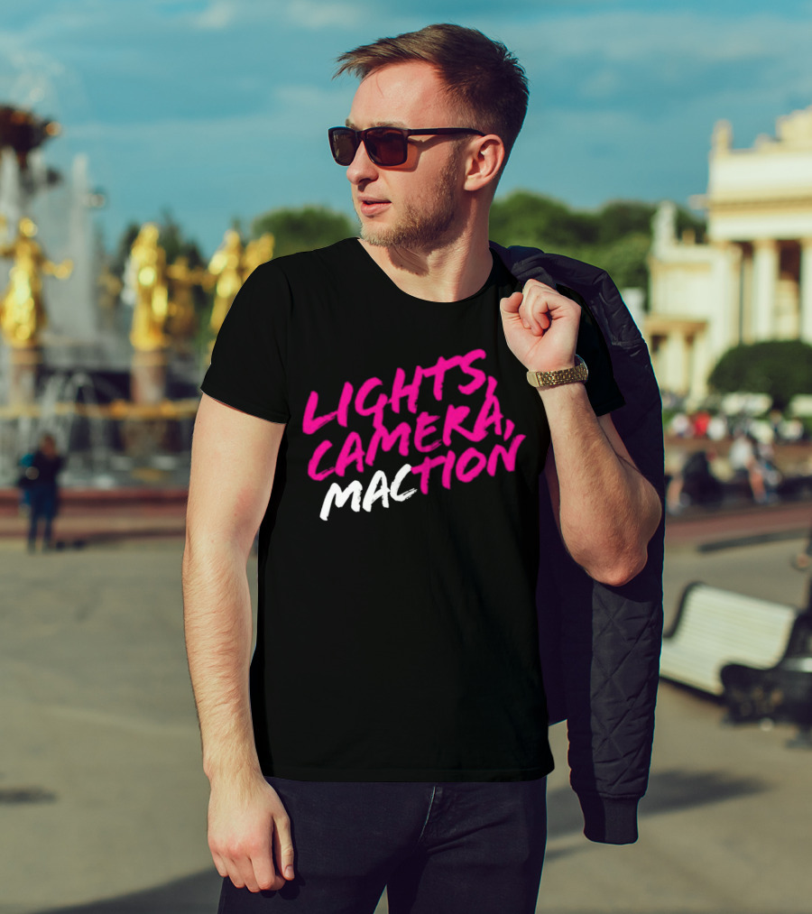 Lights Camera Maction Bold Neon Pink T-Shirt