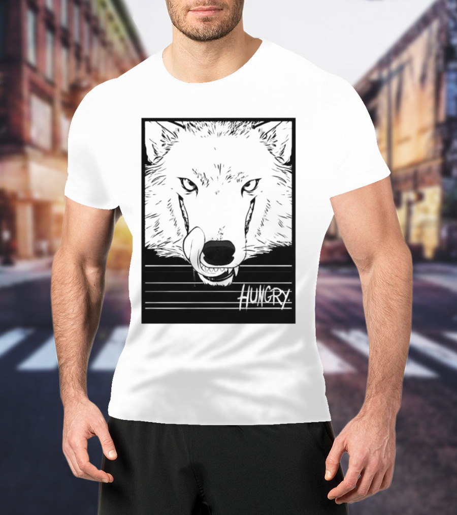 Wolf Hungry Fierce Stare With Textured Brush Strokes T-Shirt