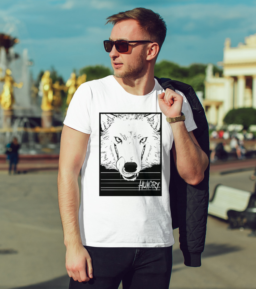 Wolf Hungry Fierce Stare With Textured Brush Strokes T-Shirt