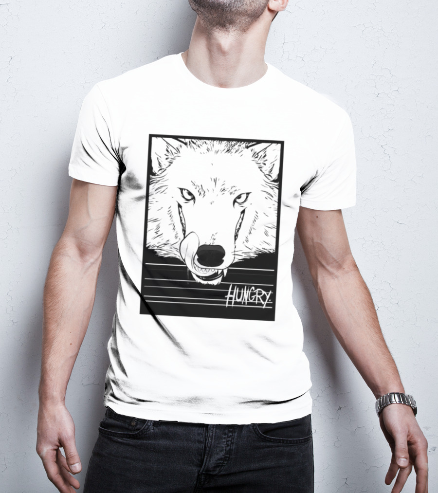 Wolf Hungry Fierce Stare With Textured Brush Strokes T-Shirt
