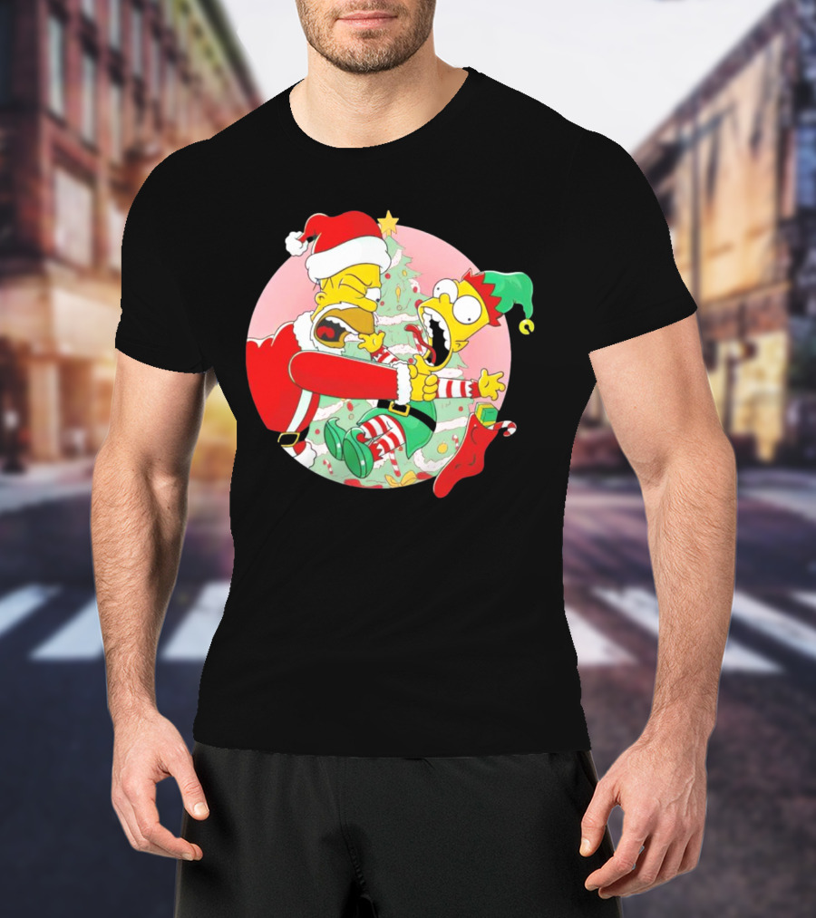 You Are Not Santa's Helper Animated Christmas Family Fight T-Shirt