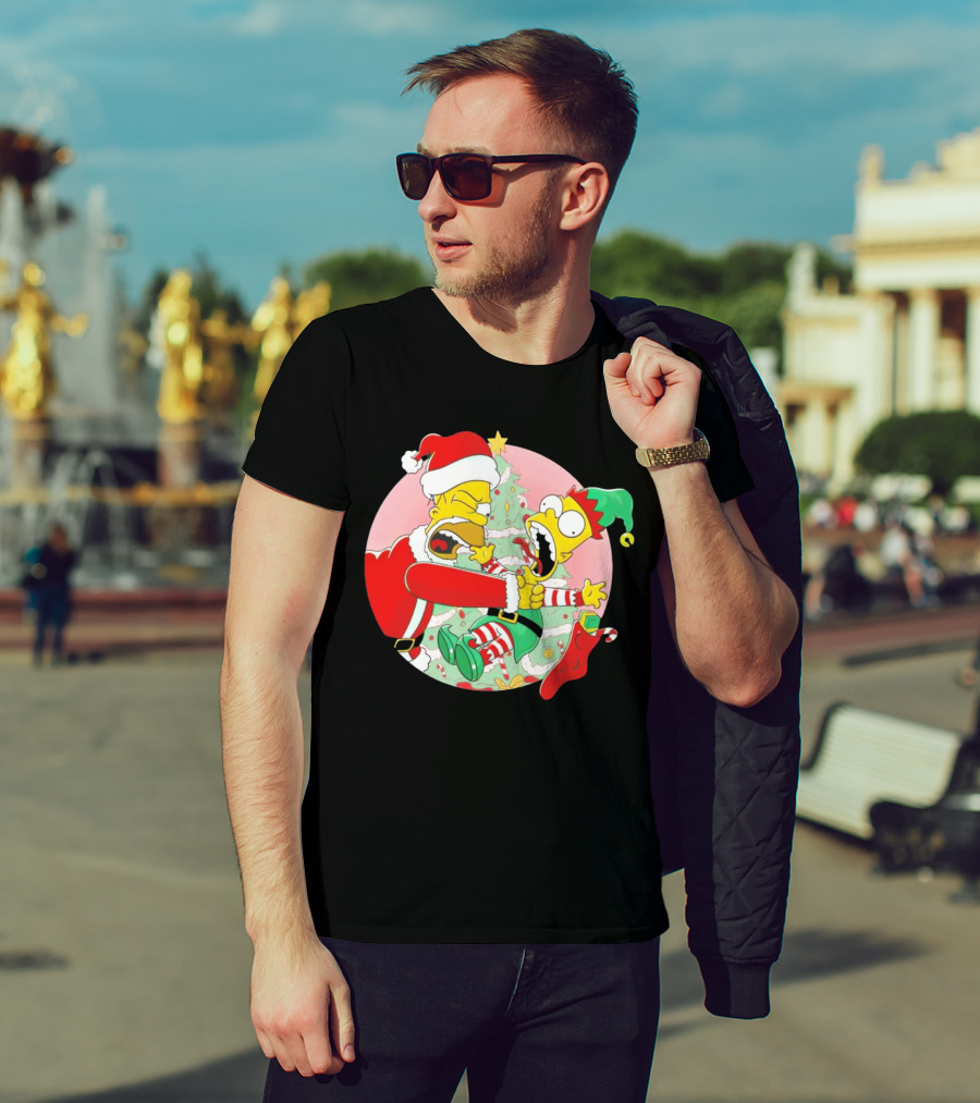 You Are Not Santa's Helper Animated Christmas Family Fight T-Shirt