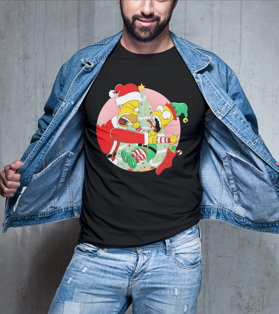 You Are Not Santa's Helper Animated Christmas Family Fight T-Shirt