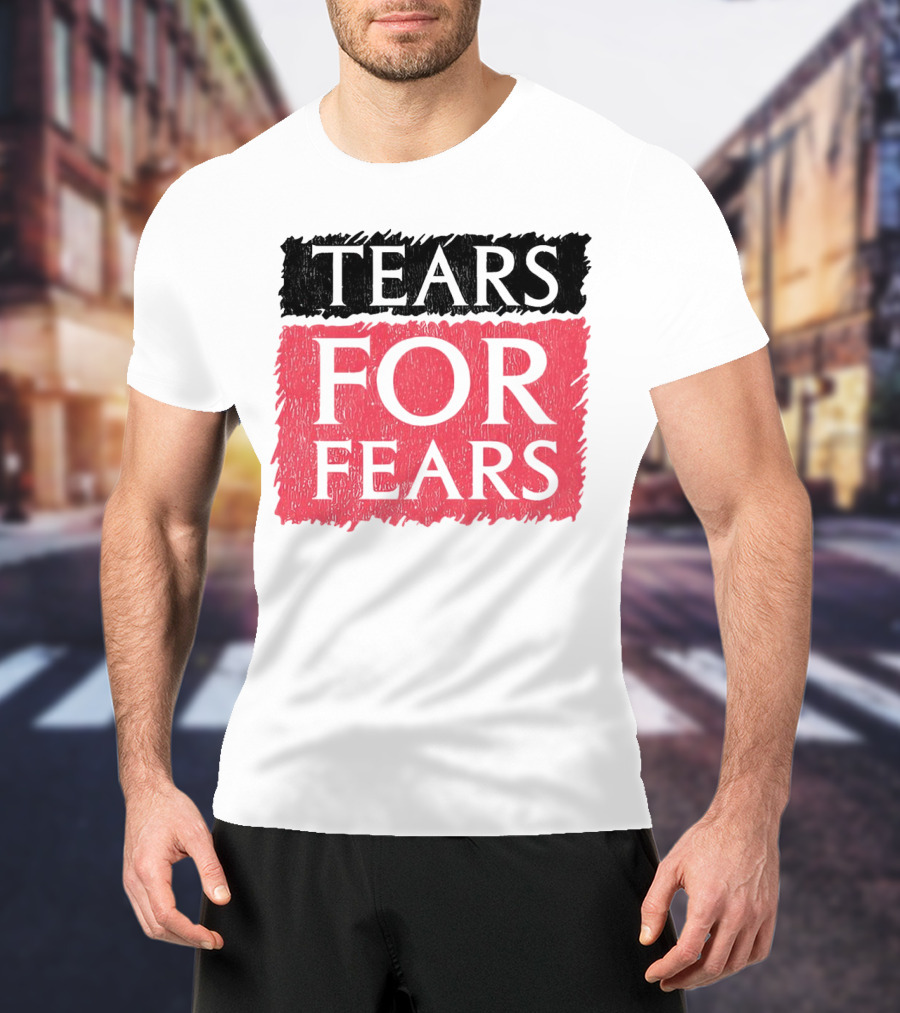 Tears For Fears Text In Black On Pink Background T-Shirt