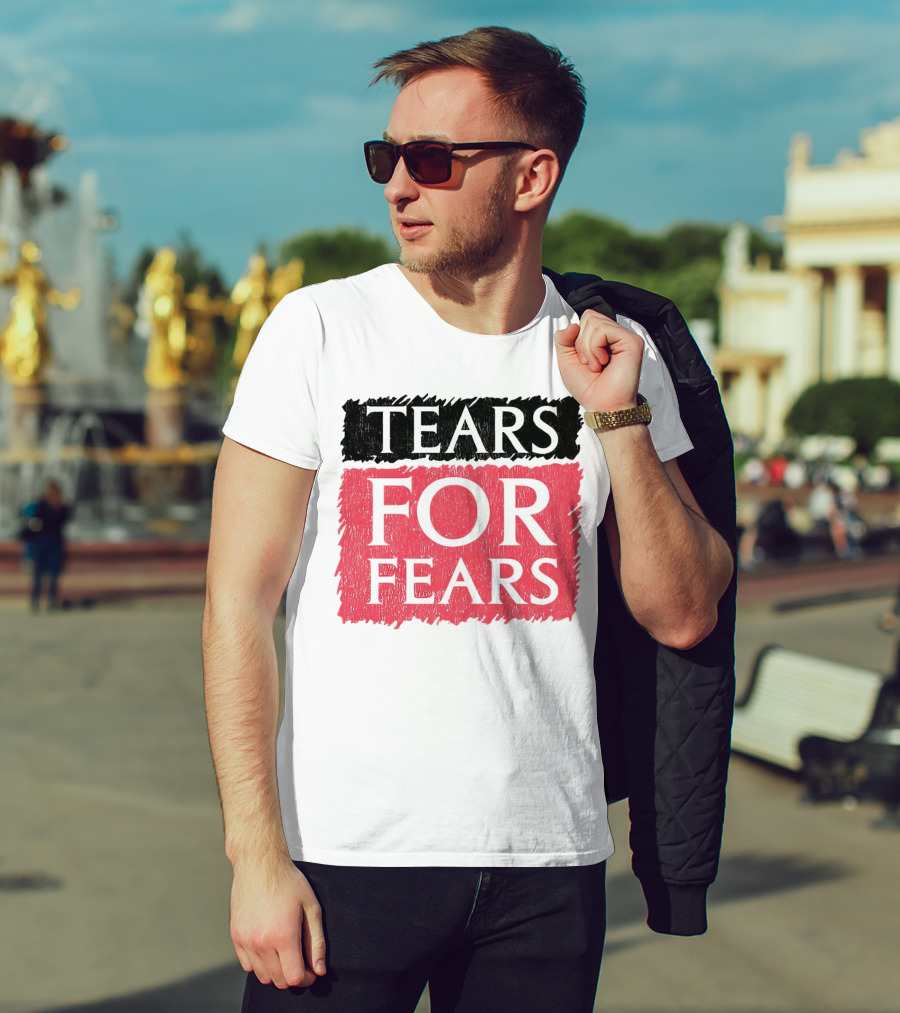 Tears For Fears Text In Black On Pink Background T-Shirt