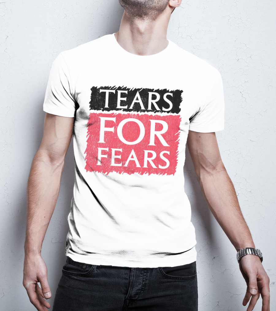 Tears For Fears Text In Black On Pink Background T-Shirt