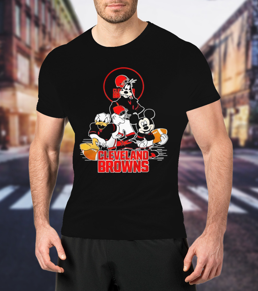 Cleveland Browns NFL Mickey Mouse Donald Duck Goofy Football Team T-Shirt