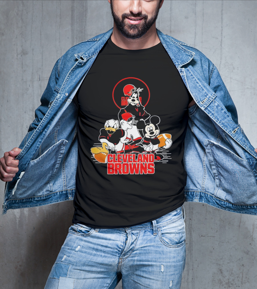 Cleveland Browns NFL Mickey Mouse Donald Duck Goofy Football Team T-Shirt