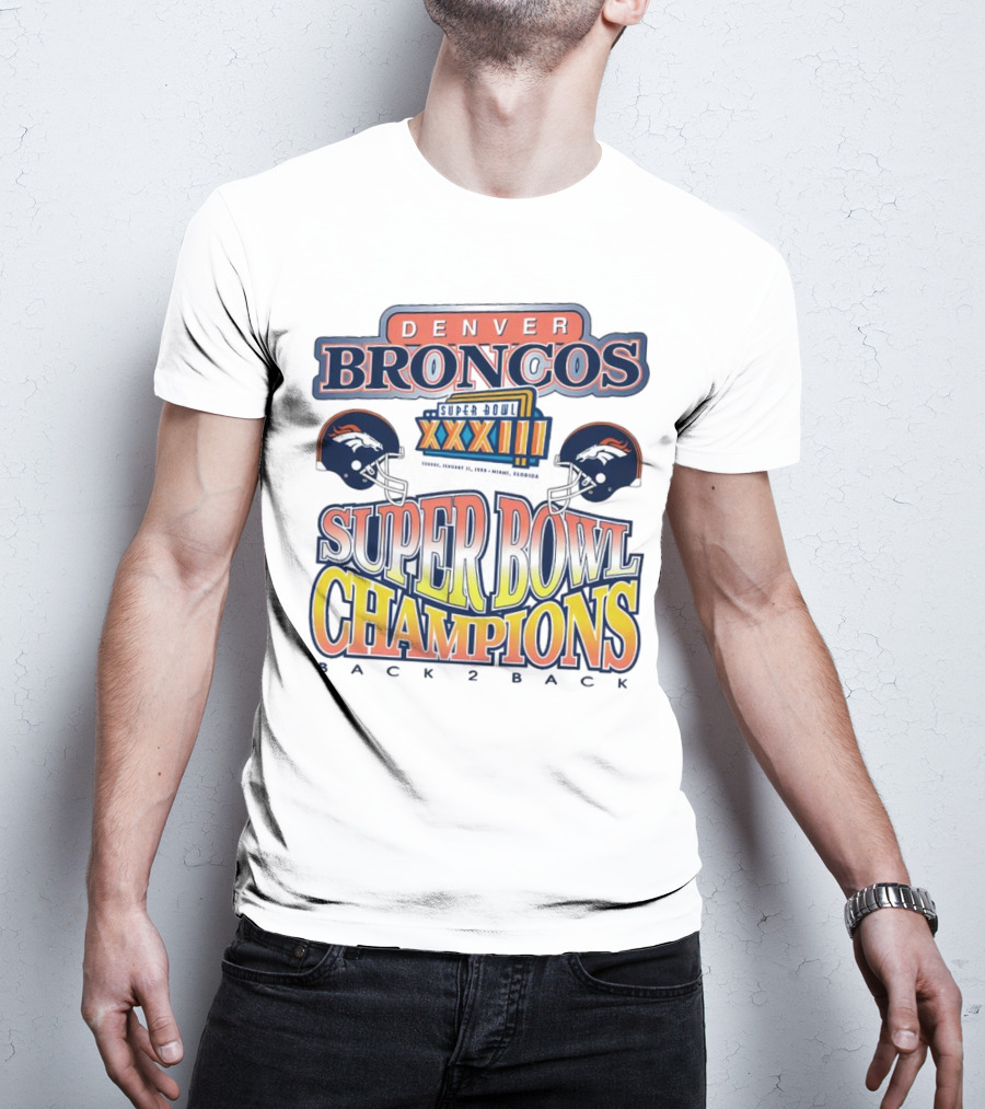 Denver Broncos Super Bowl XXXIII Champions Back 2 Back Miami Florida T-Shirt