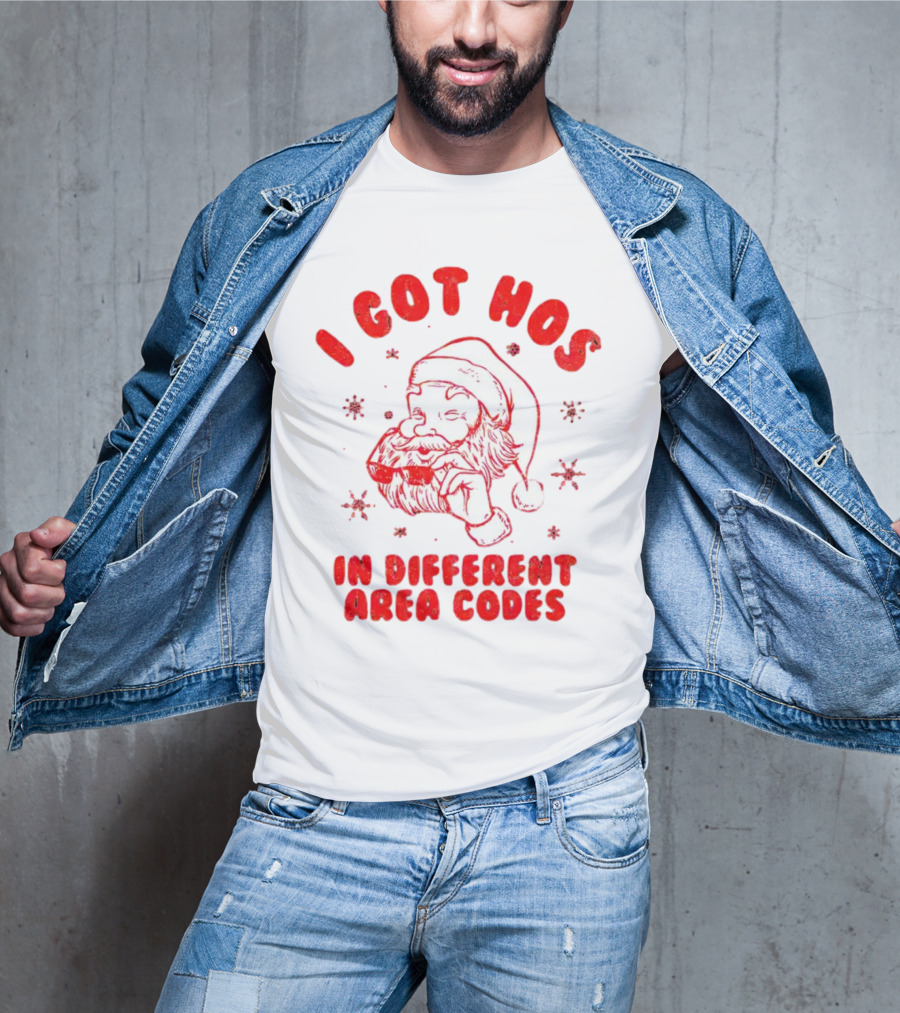 I Got Hos In Different Area Codes Santa Claus Sunglasses Snowflakes T-Shirt