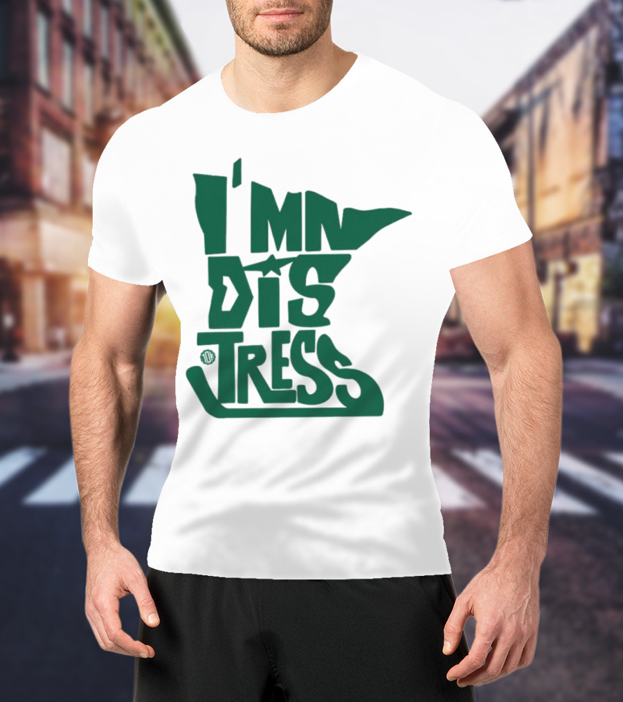 I MN Dis Tress Minnesota Silhouette And Hockey Stick T-Shirt