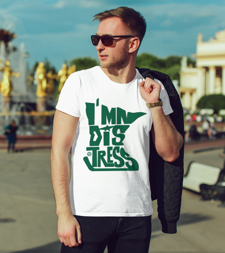 I MN Dis Tress Minnesota Silhouette And Hockey Stick T-Shirt