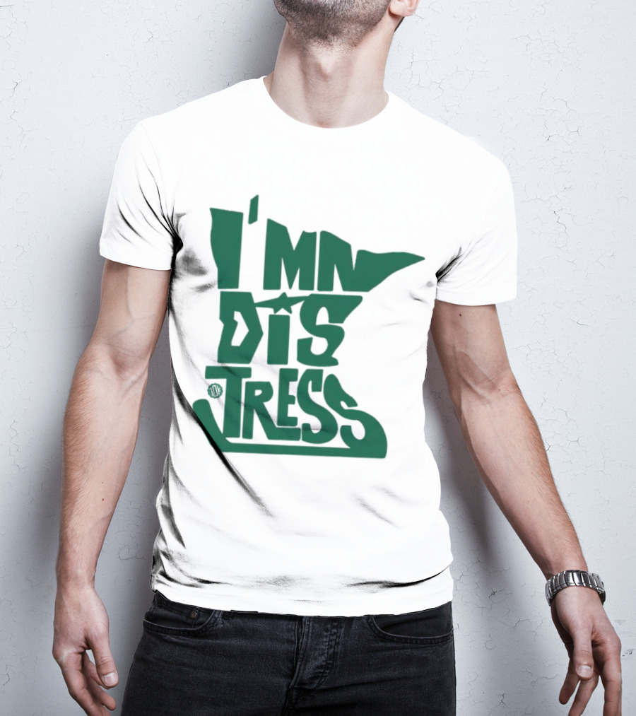 I MN Dis Tress Minnesota Silhouette And Hockey Stick T-Shirt