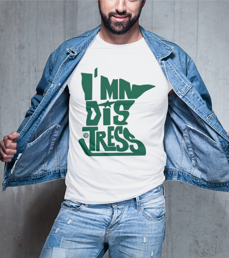 I MN Dis Tress Minnesota Silhouette And Hockey Stick T-Shirt