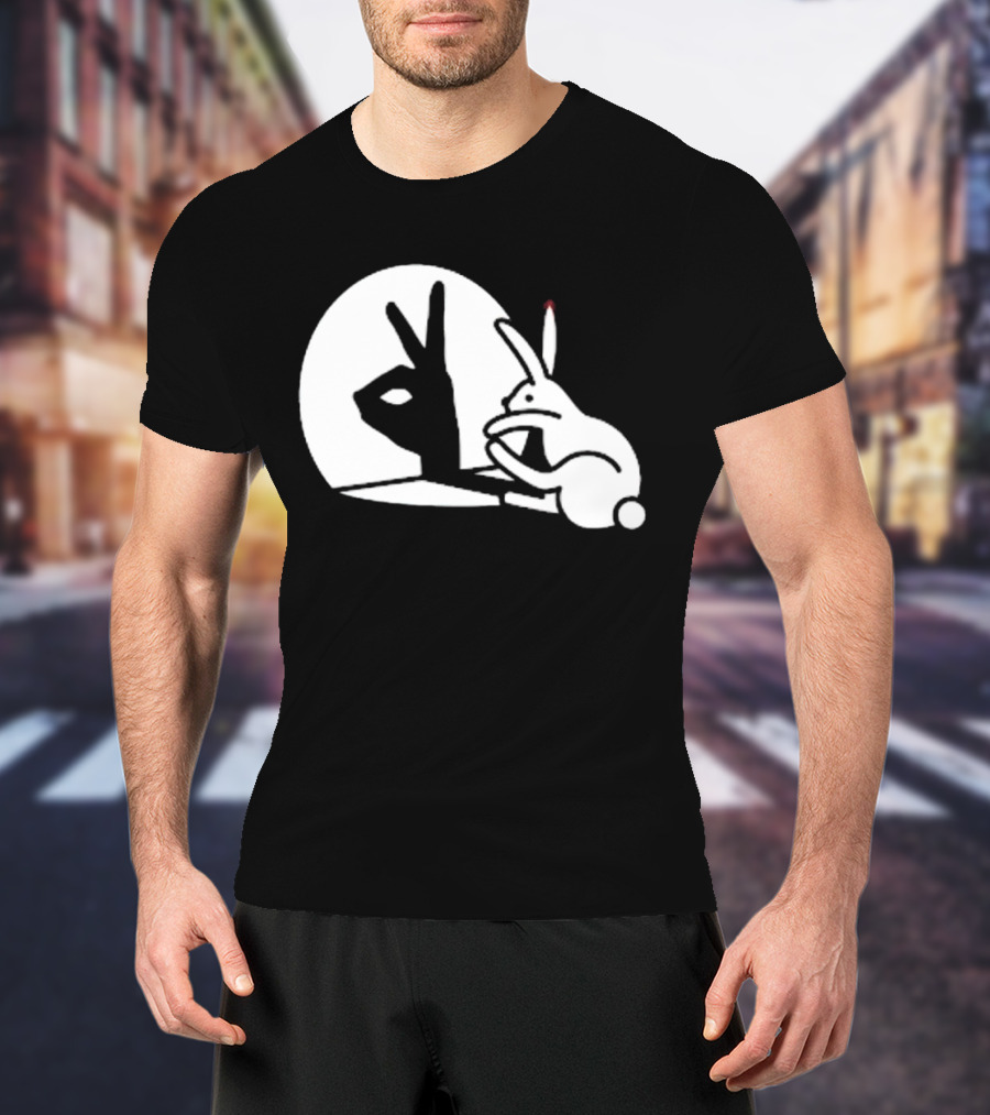 Rabbit Hand Shadow Peace Gesture Optical Illusion T-Shirt