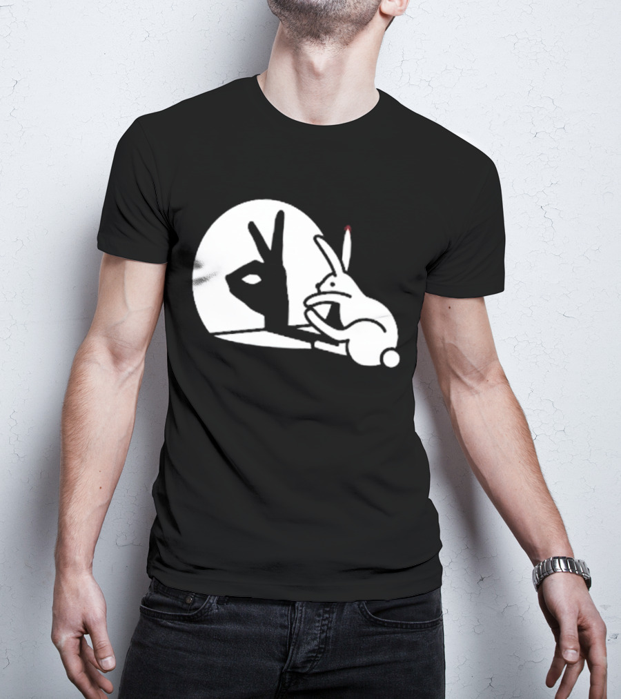 Rabbit Hand Shadow Peace Gesture Optical Illusion T-Shirt