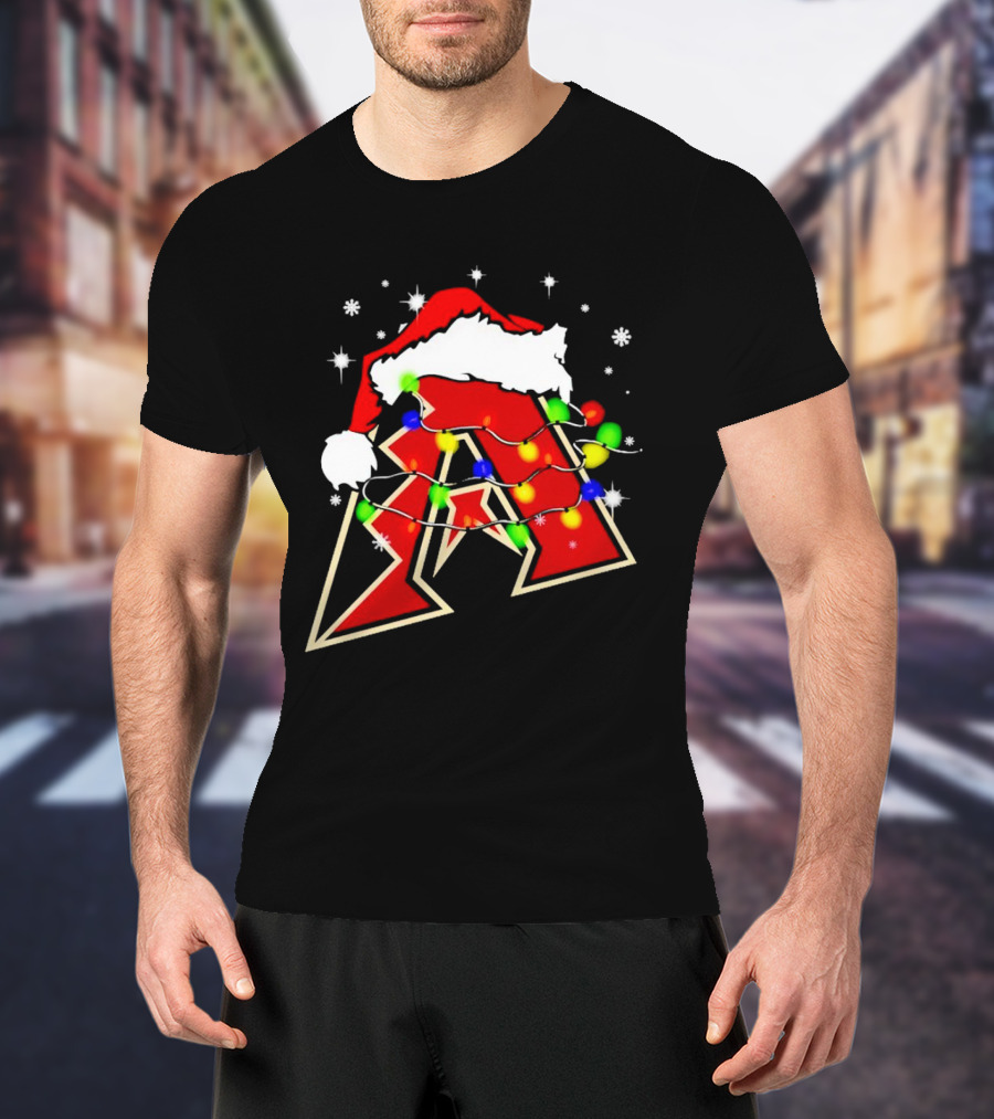 Santa Hat Arizona Diamondbacks Christmas Lights T-Shirt
