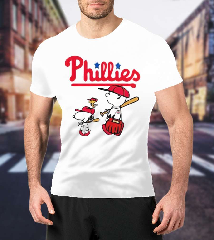 Phillies Snoopy Woodstock Charlie Brown Peanuts Baseball T-Shirt