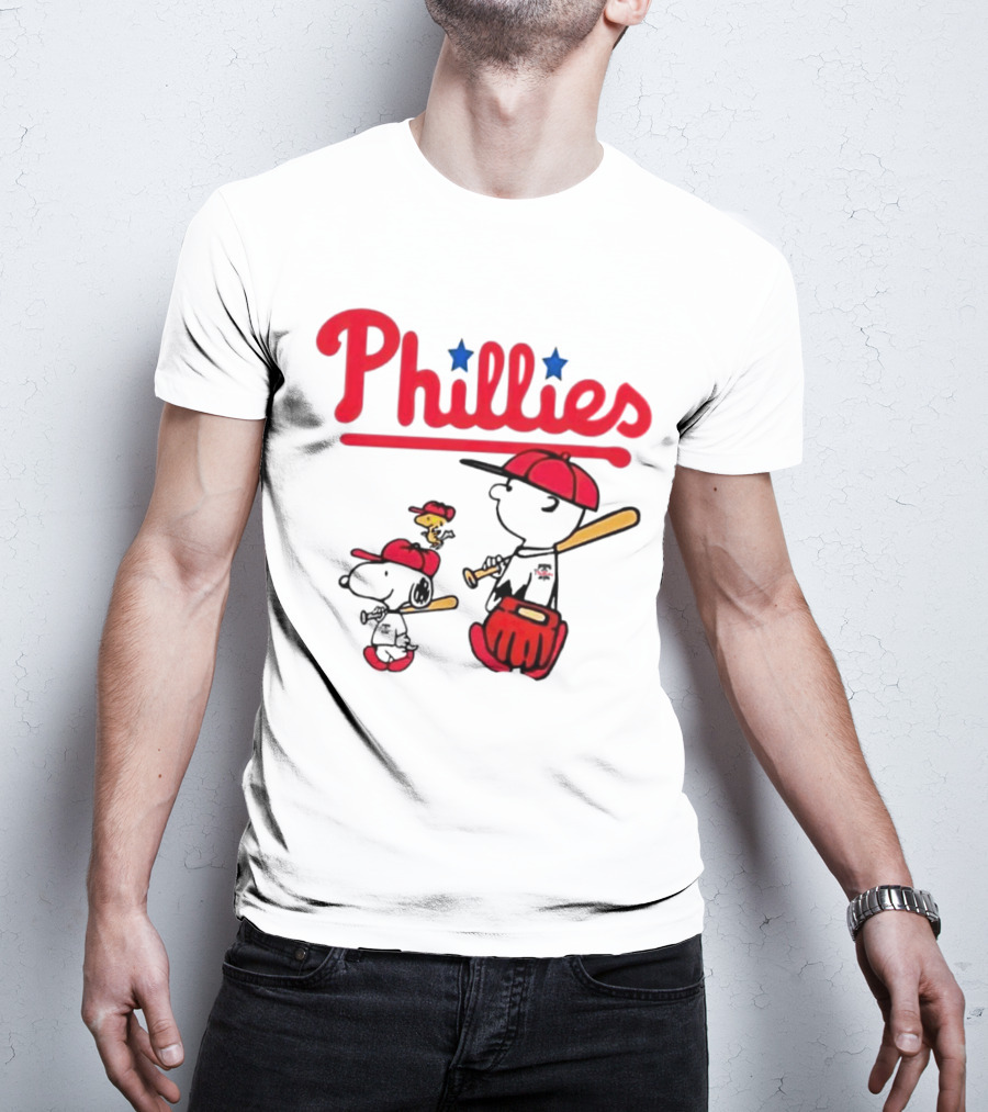 Phillies Snoopy Woodstock Charlie Brown Peanuts Baseball T-Shirt