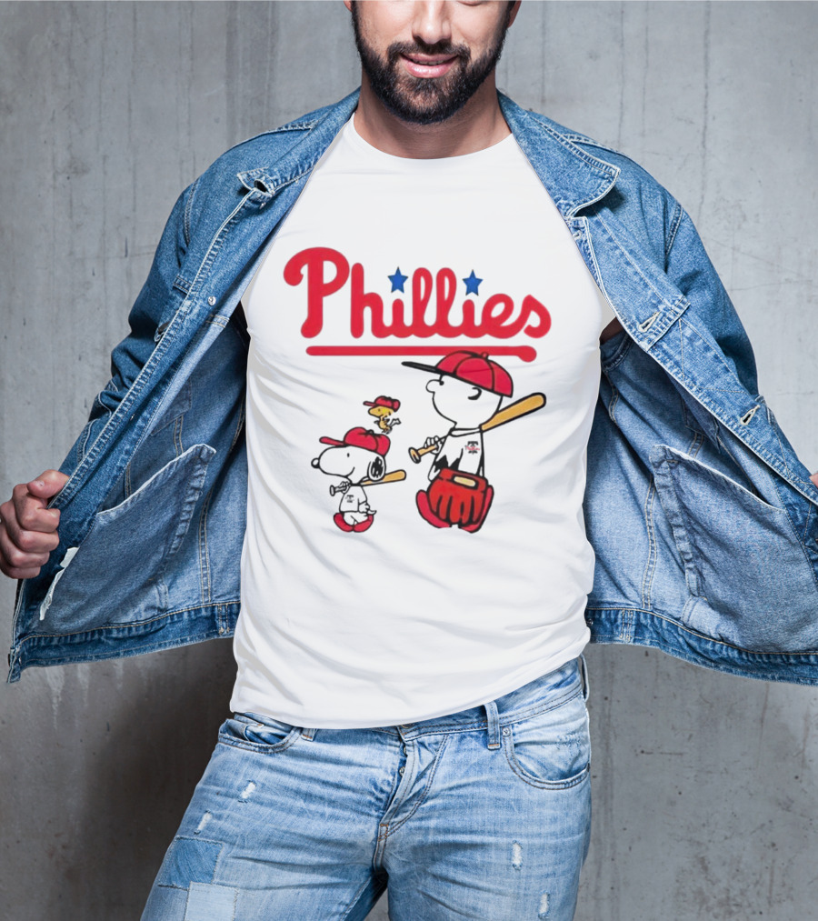 Phillies Snoopy Woodstock Charlie Brown Peanuts Baseball T-Shirt