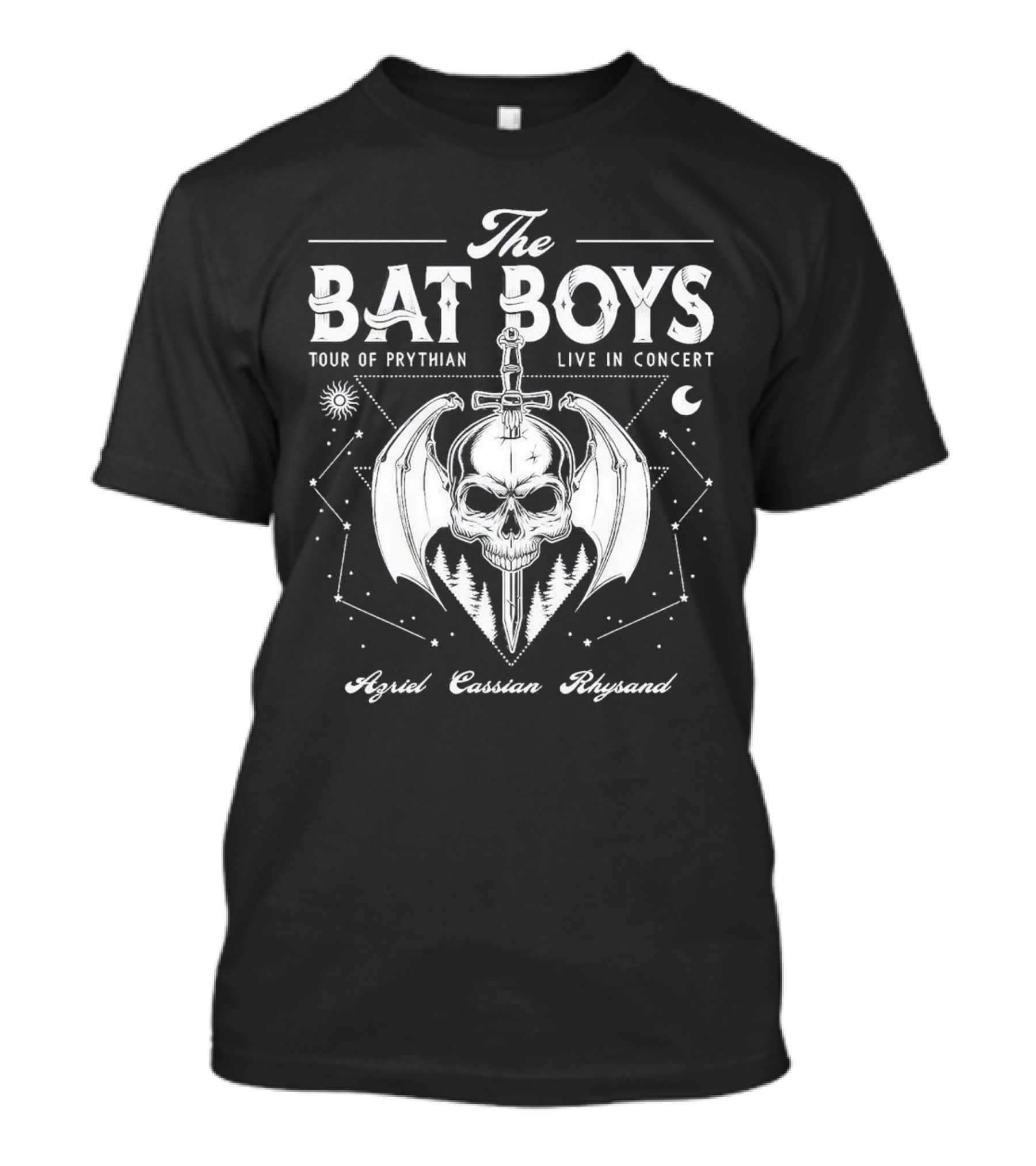 The Bat Boys Tour Of Prythian Live In Concert Azriel Cassian Rhysand Skull And Wings T-Shirt