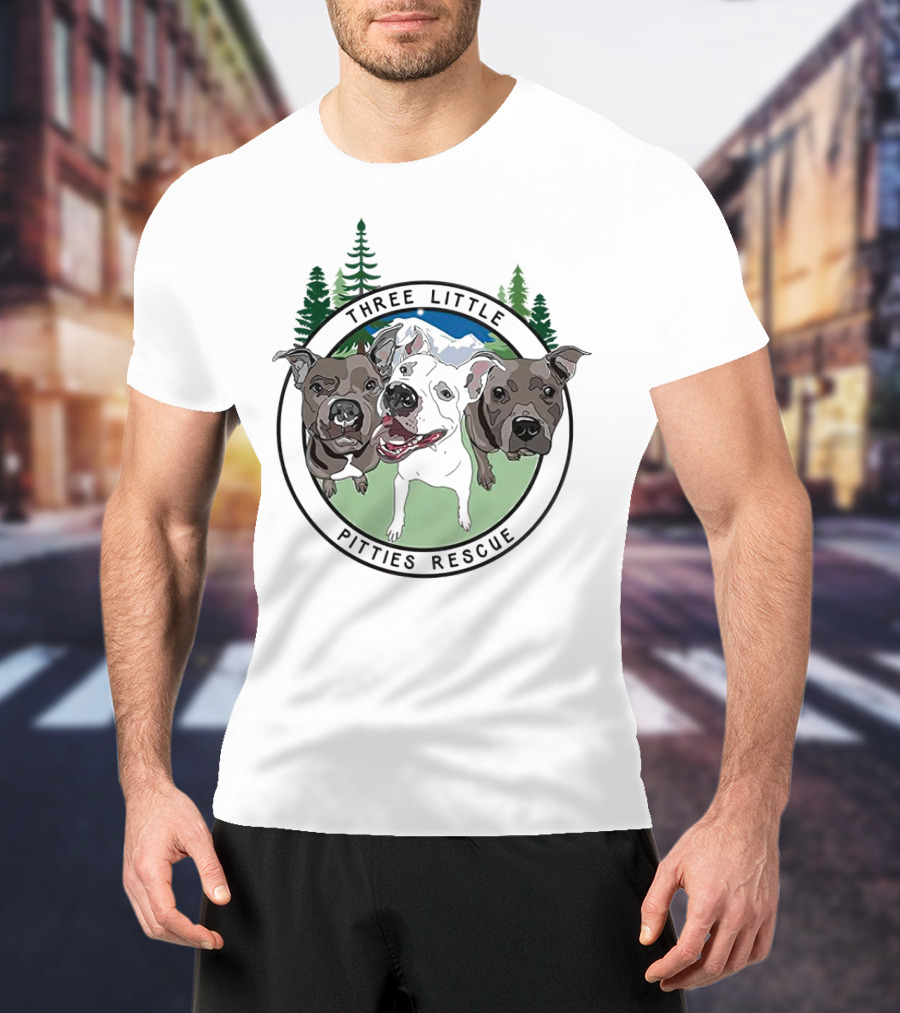 Three Little Pitties Rescue Forest Trio Dogs T-Shirt